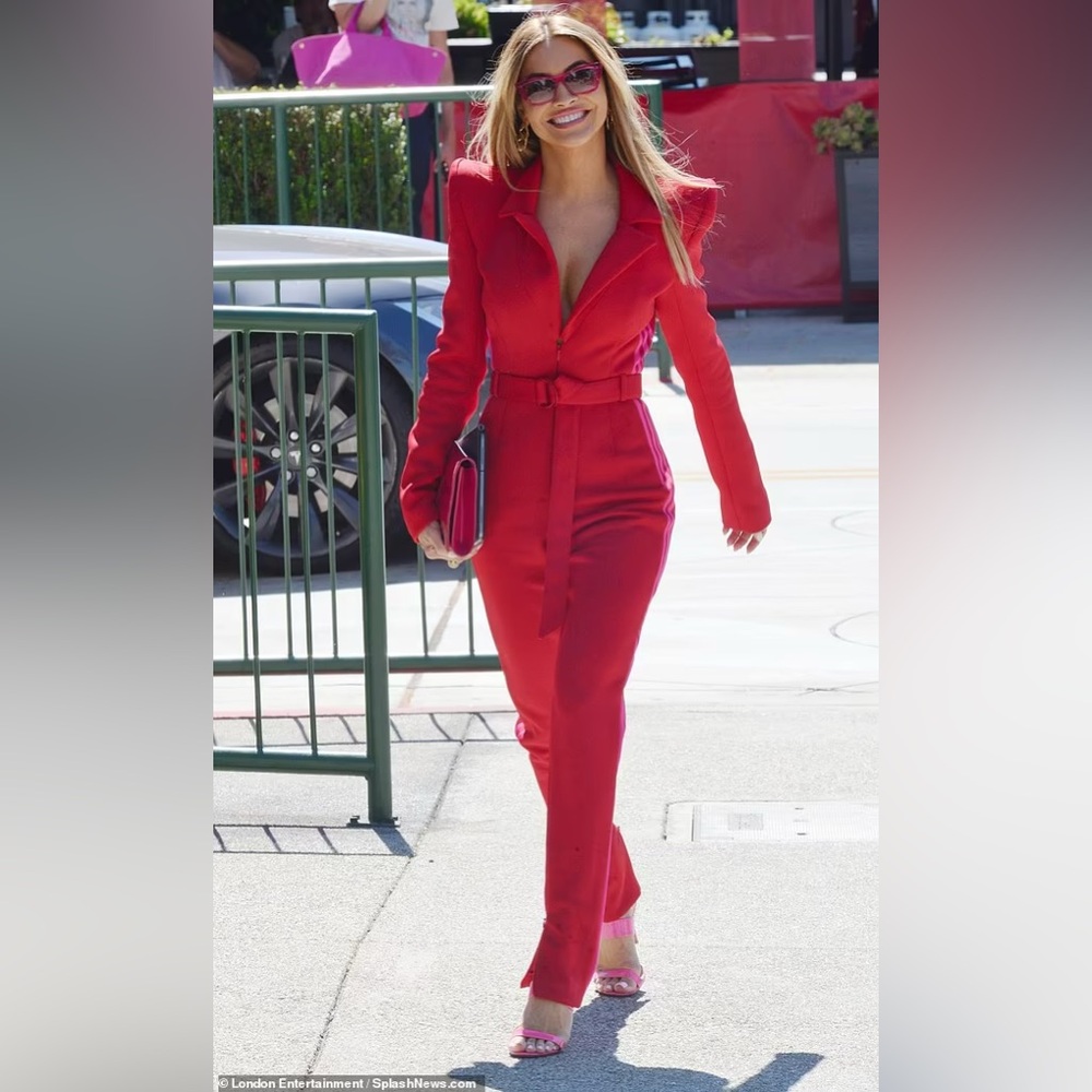 IVY PARK Red and Pink Jumpsuit with Belted Waist and Tailored Fit